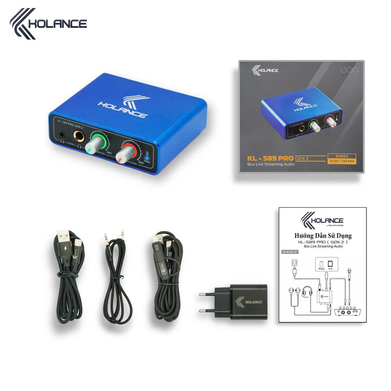 [Chính Hãng] Box Livestream Stereo 24 BIT Kolance KL589 Pro Gen 2 - Vừa Hát Live Vừa Sạc KL-589 Tích Hợp Soundcard Âm Thanh
