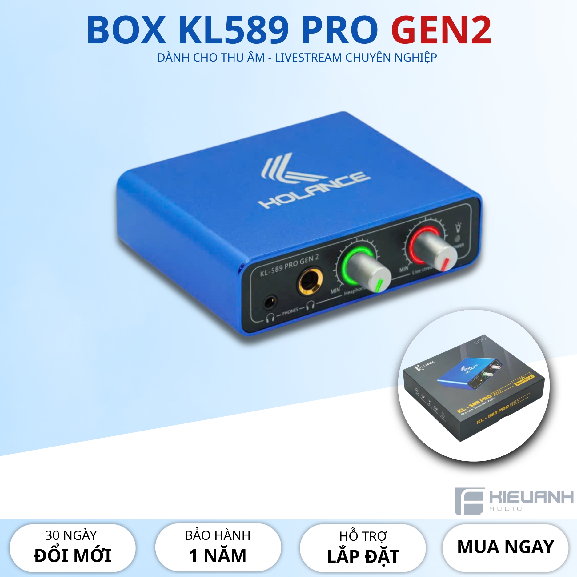 [Chính Hãng] Box Livestream Stereo 24 BIT Kolance KL589 Pro Gen 2 - Vừa Hát Live Vừa Sạc KL-589 Tích Hợp Soundcard Âm Thanh